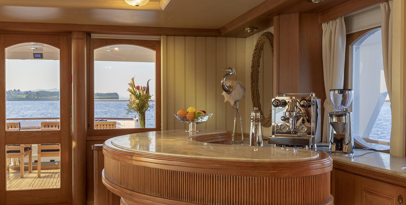 Aboard GLACIAL BEAR a 129ft (39.6m) luxury motor yacht , built by BROOKE MARINE in 1993