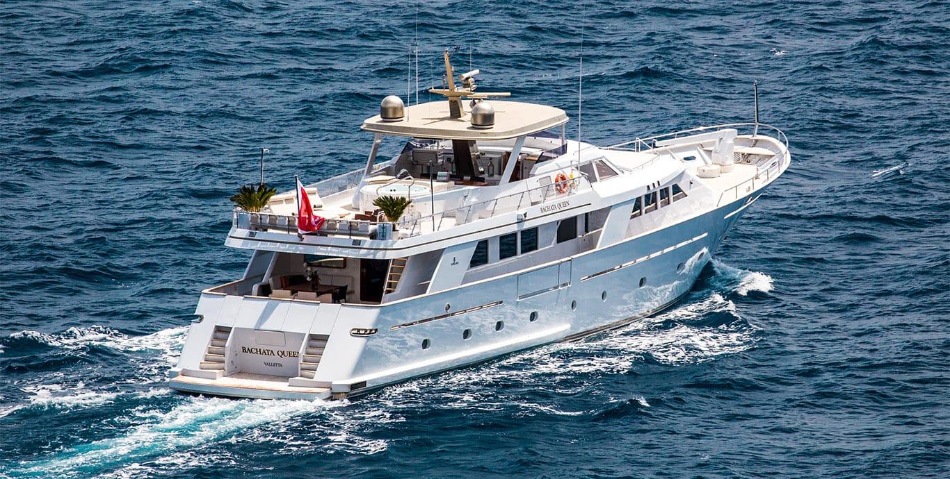 Aboard BACHATA QUEEN a 113ft (34.7m) luxury motor yacht , built by CODECASA in 1992