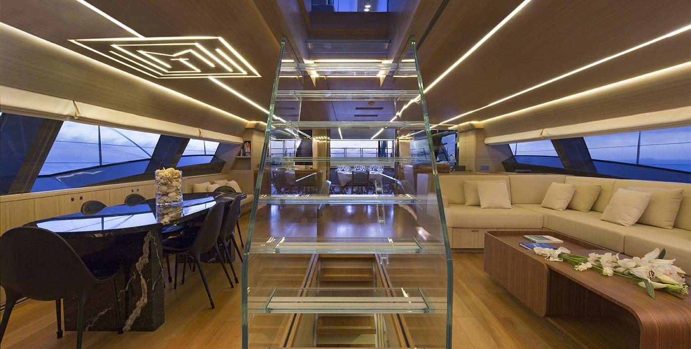 Aboard OHANA a 163ft (49.7m) luxury sailing yacht for Charter available with Fraser Yachts, built by FITZROY YACHTS in 2012