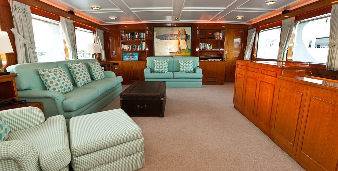 Aboard MARYBELLE a 132ft (40.26m) luxury motor yacht , built by FEADSHIP in 1970