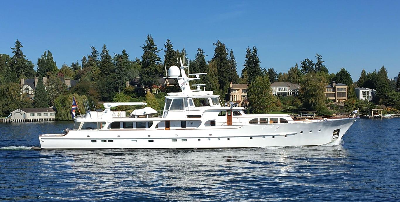 Aboard MARYBELLE a 132ft (40.26m) luxury motor yacht , built by FEADSHIP in 1970