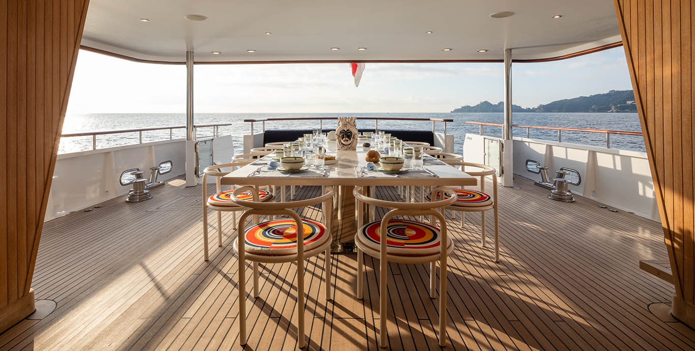 Aboard CURIOSITY a 148ft (45.2m) luxury motor yacht for Charter available with Fraser Yachts, built by NICOLINI in 1985