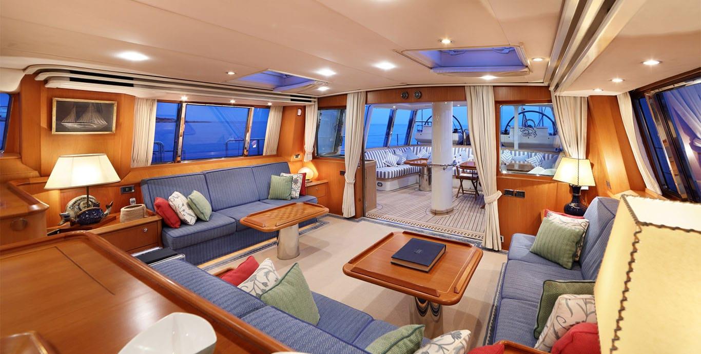 Aboard CYRANO DE BERGERAC a 127ft (38.99m) luxury sailing yacht , built by CAMPER & NICHOLSONS in 1993
