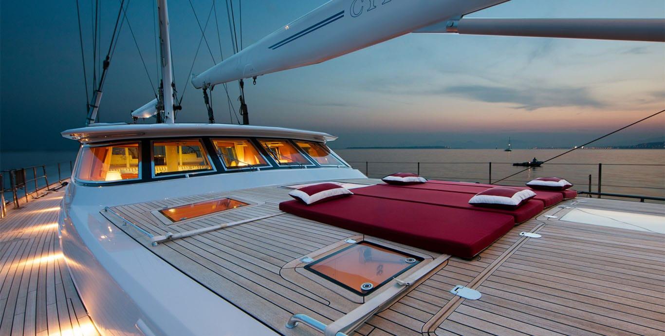 Aboard CYRANO DE BERGERAC a 127ft (38.99m) luxury sailing yacht , built by CAMPER & NICHOLSONS in 1993