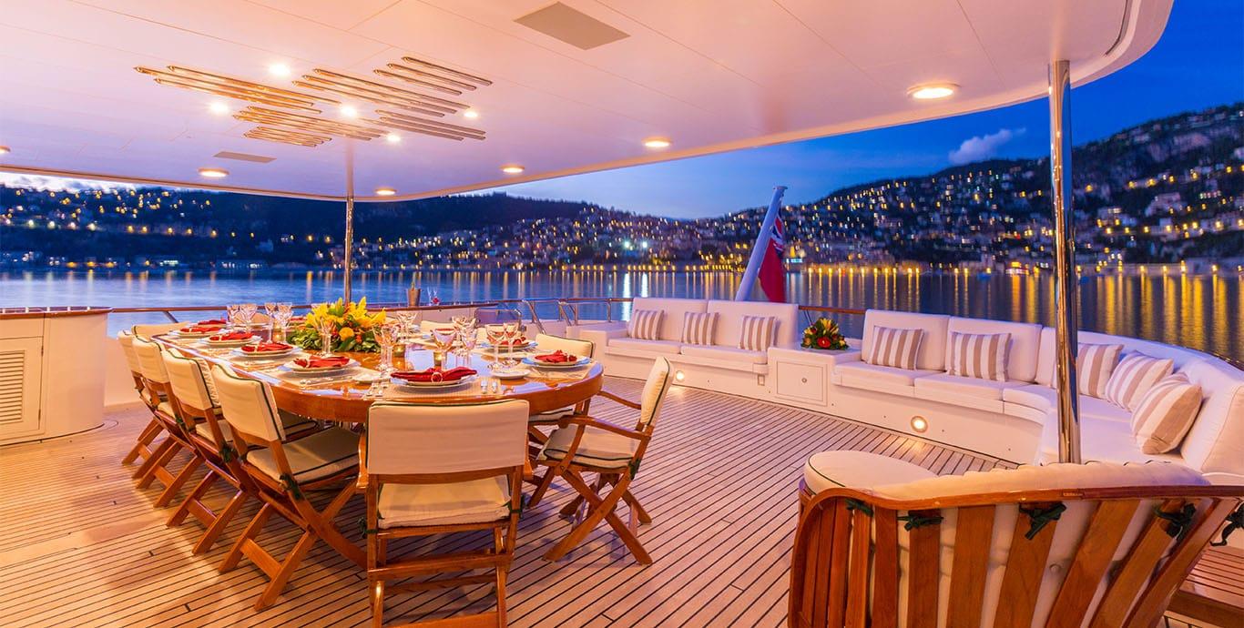 Aboard LORETTA a 141ft (43m) luxury motor yacht , built by FEADSHIP in 1993