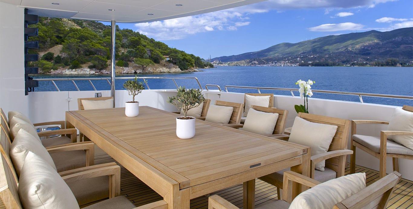 Aboard O'LEANNA a 142ft (43.51m) luxury motor yacht , built by MARINTEKNIK VERKSTADS AB in 1992