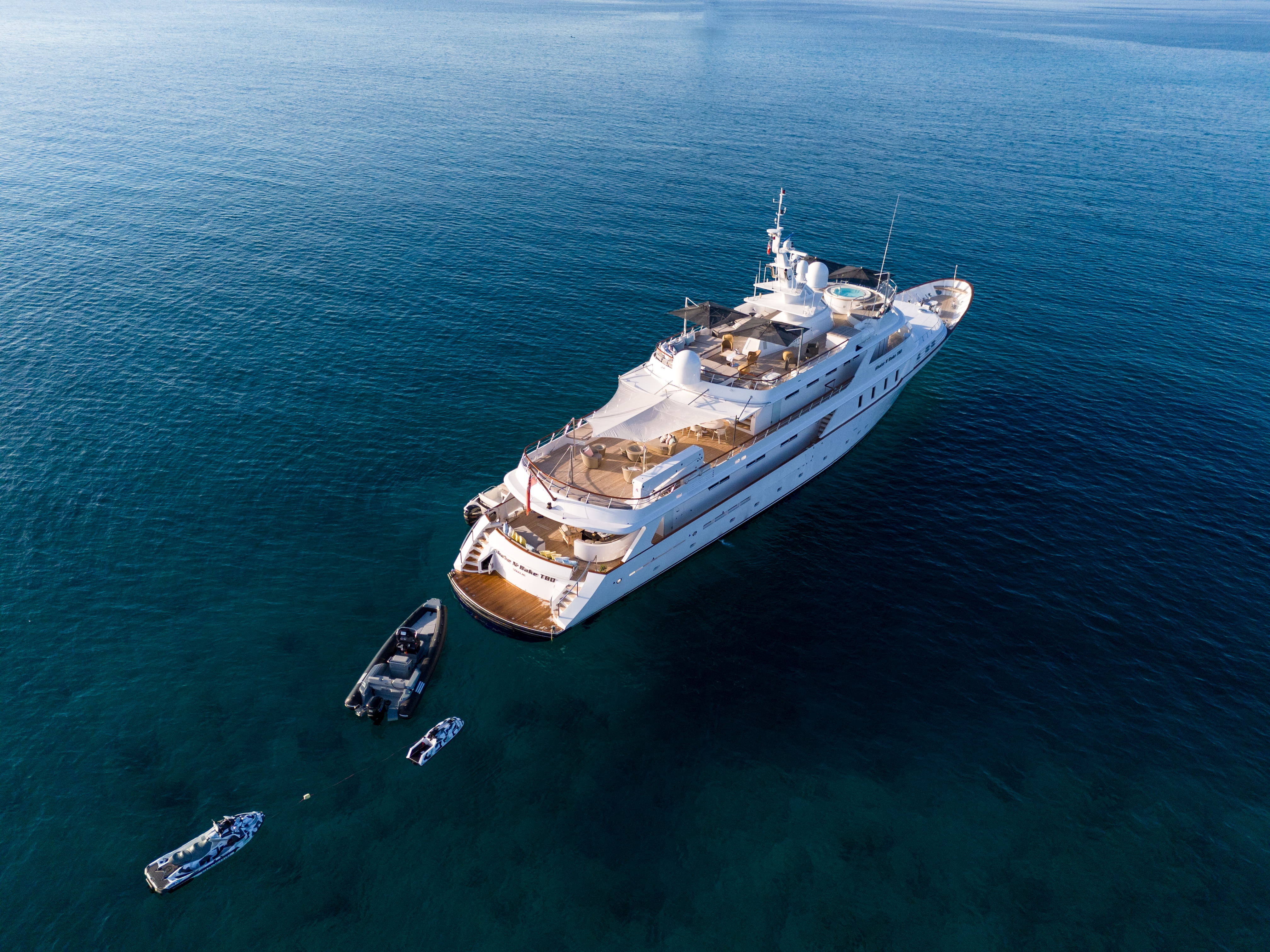 Aboard SHAKE N' BAKE TBD a 163ft (49.82m) luxury motor yacht for Charter available with Fraser Yachts, built by CAMPANELLA in 1981