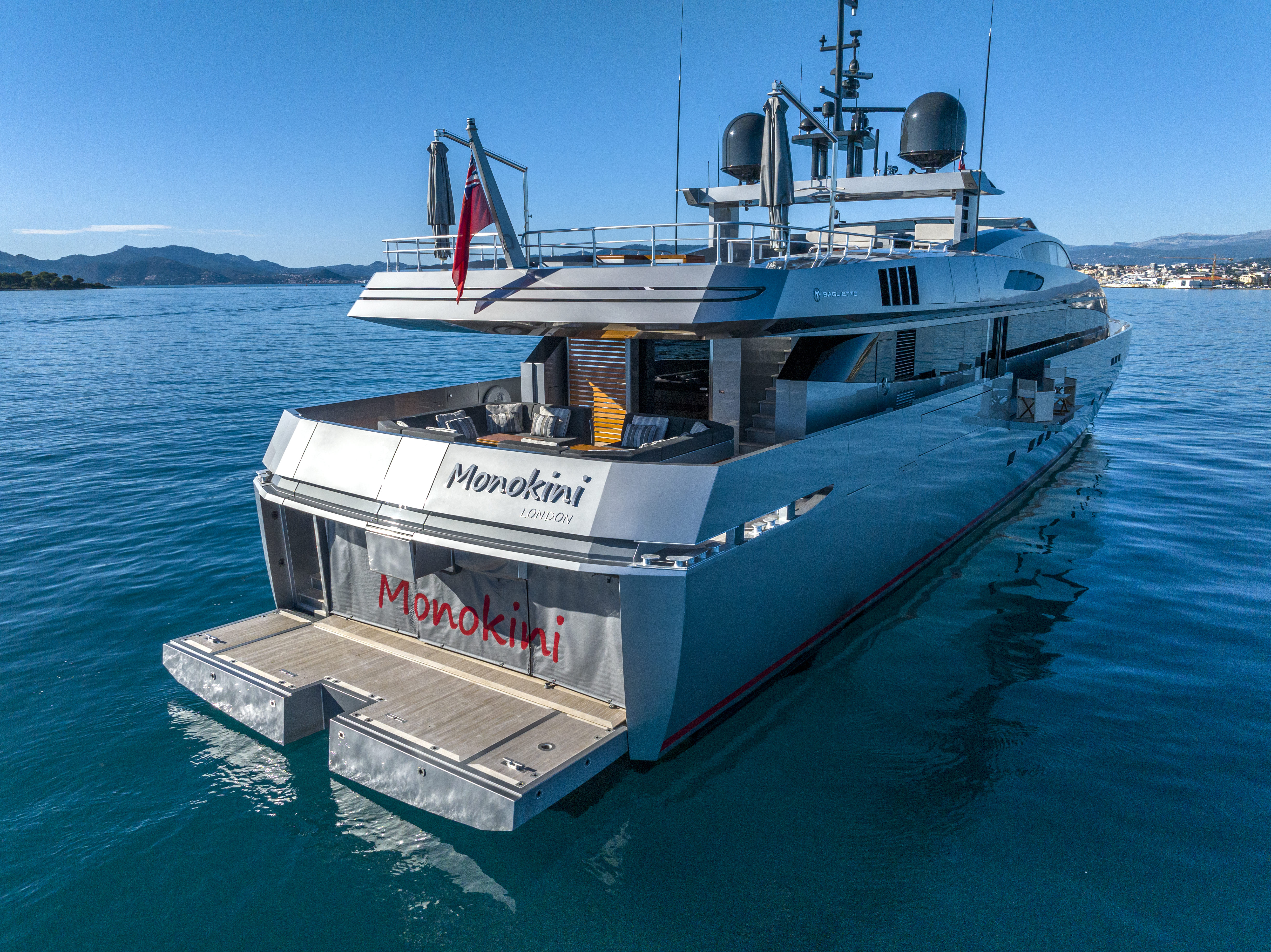 Aboard MONOKINI a 144ft (44m) luxury motor yacht for Sale available with Fraser Yachts, built by BAGLIETTO in 2013