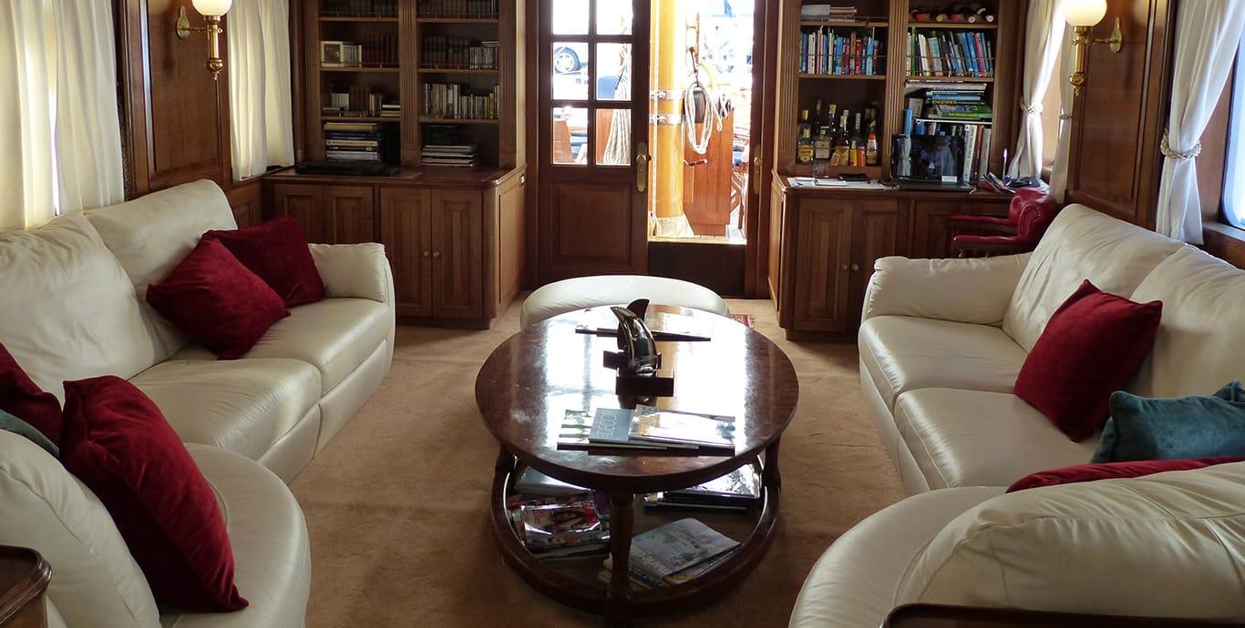 Aboard FLEURTJE a 187ft (57m) luxury sailing yacht , built by DE VRIES LENTSCH in 1961