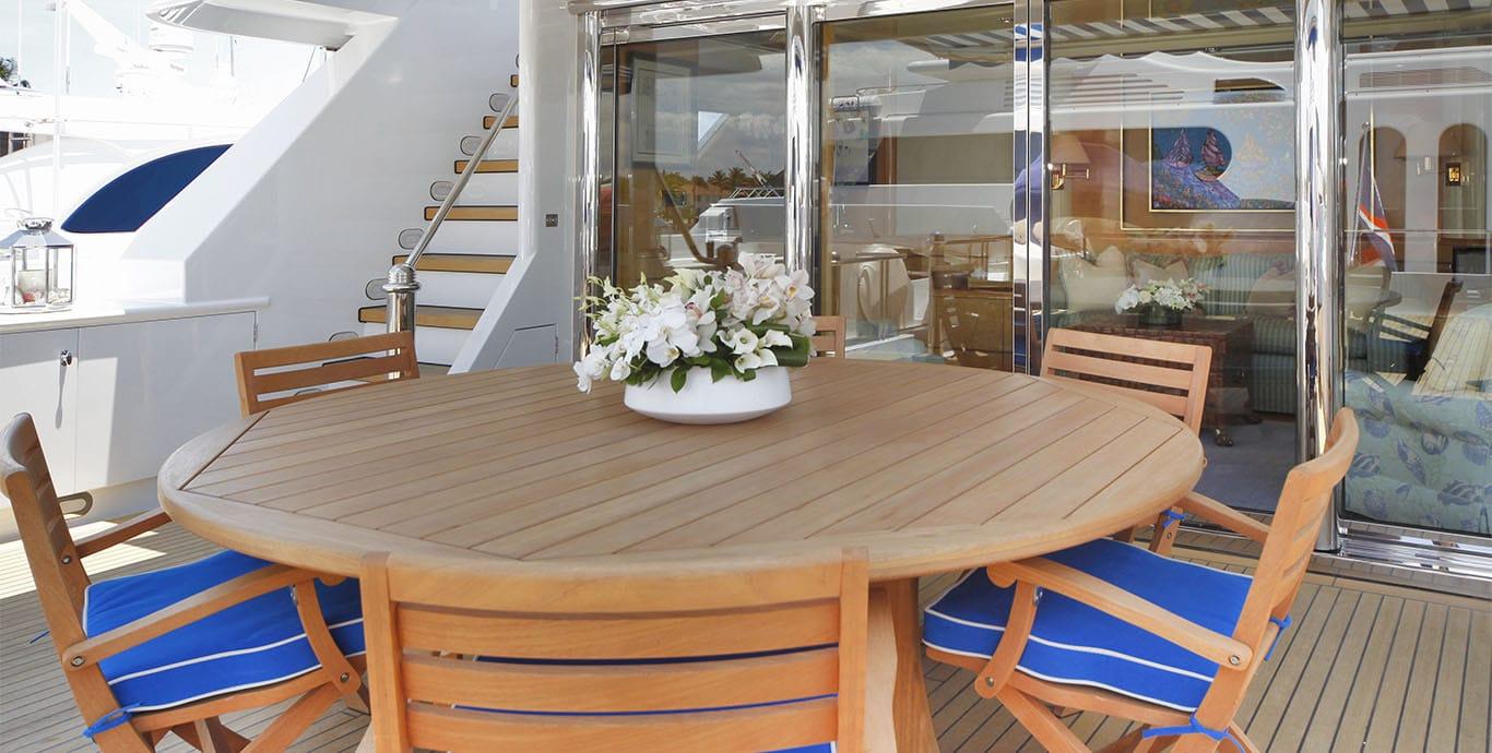 Aboard CV-9 a 131ft (39.93m) luxury motor yacht , built by DELTA MARINE in 1995