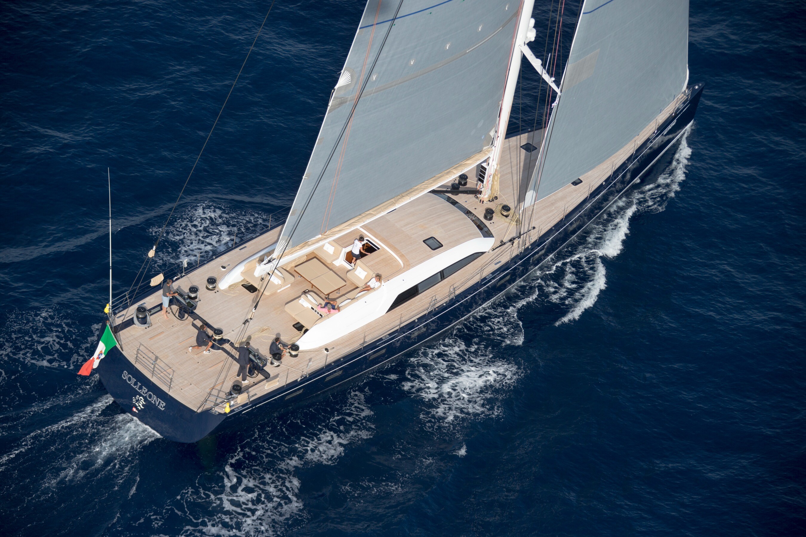 Aboard SOLLEONE a 115ft (35.2m) luxury sailing yacht , built by NAUTOR’S SWAN in 2015