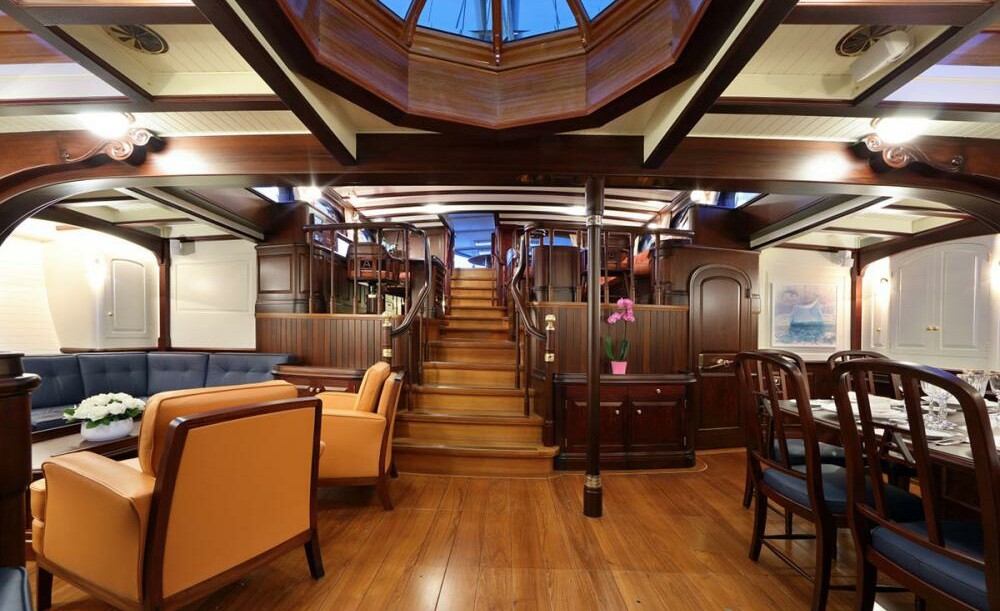 Aboard ASGARD a 140ft (42.84m) luxury sailing yacht , built by ABEKING & RASMUSSEN in 1993