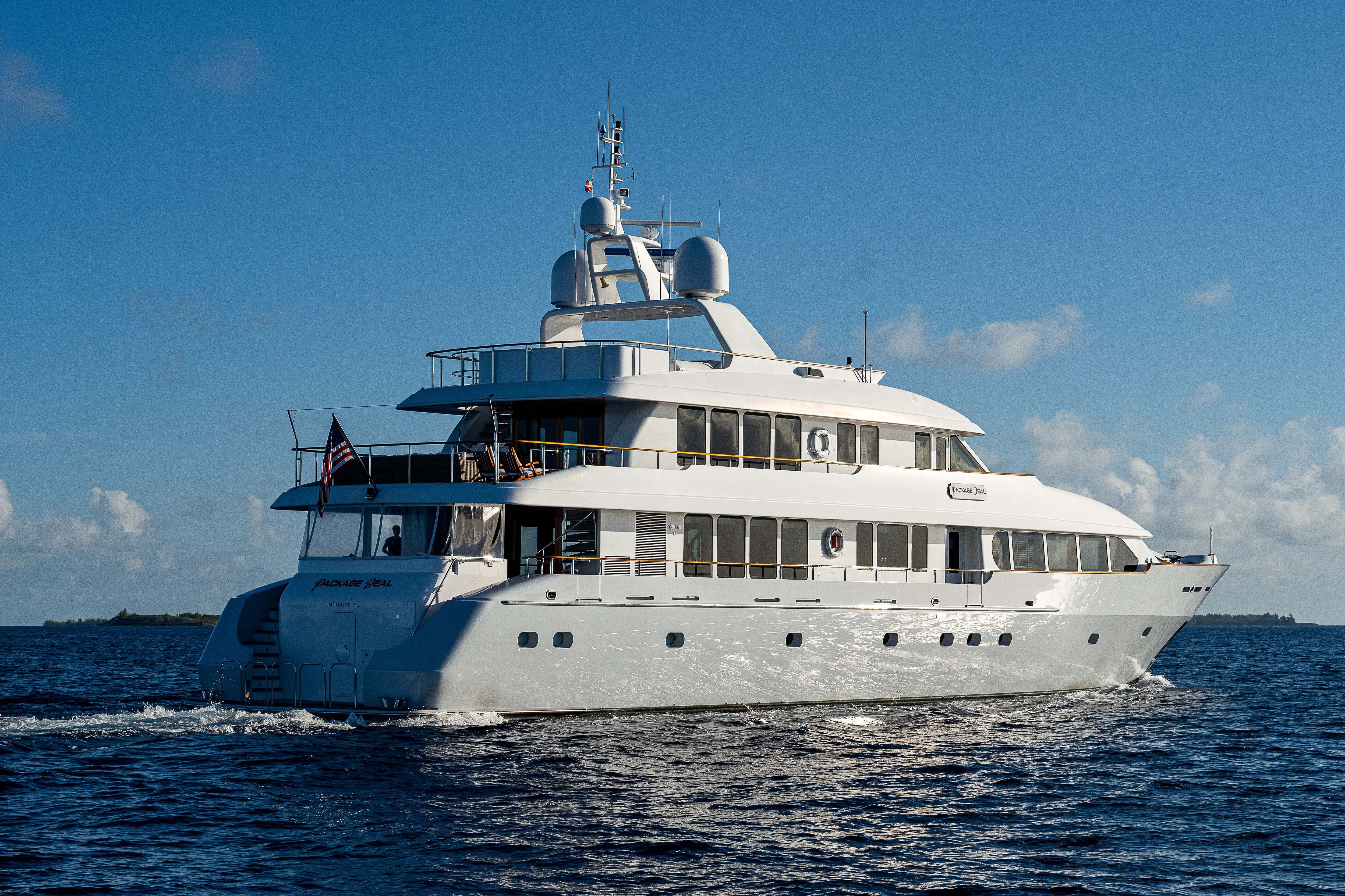 Aboard PACKAGE DEAL a 131ft (40.2m) luxury motor yacht , built by TRIDENT in 1999