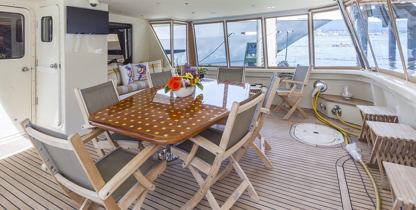 Aboard HOLIDAY a 84ft (25.6m) luxury motor yacht , built by DELTA MARINE in 1985