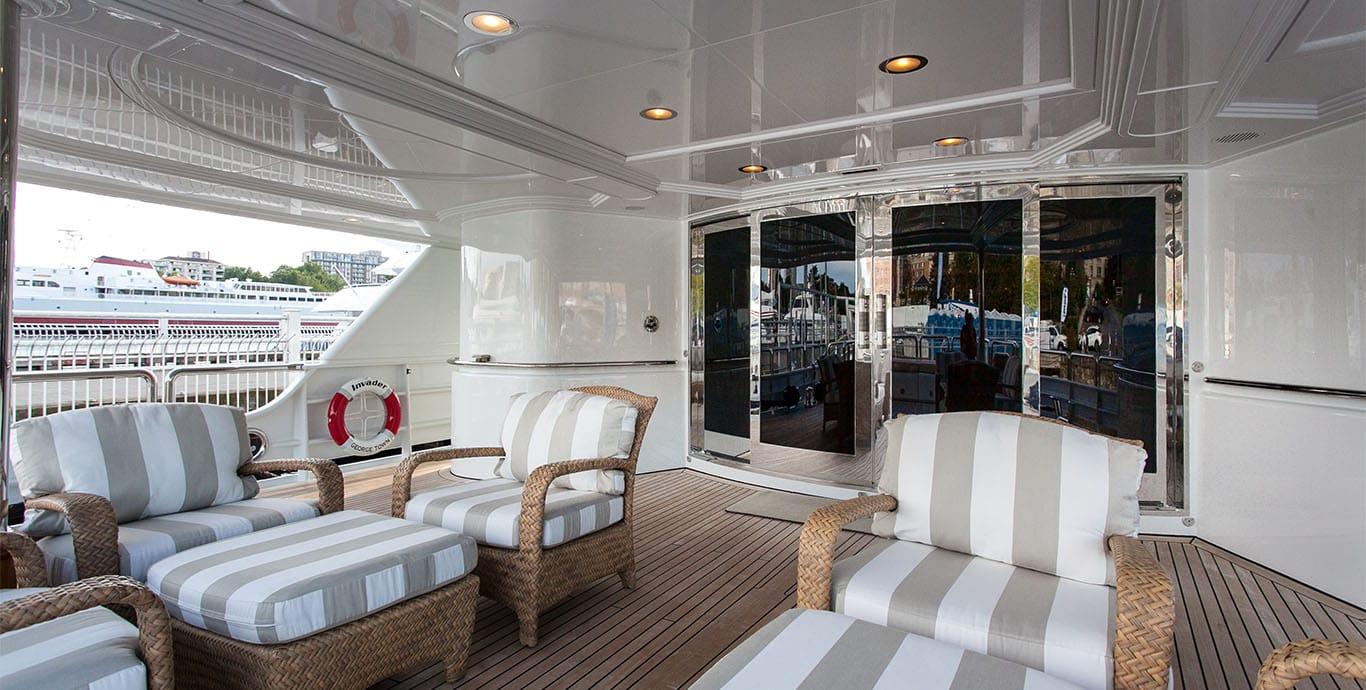 Aboard INVADER a 163ft (49.9m) luxury motor yacht , built by CODECASA in 1999