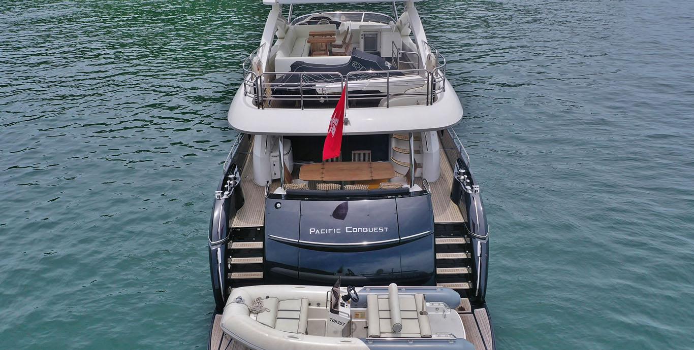Aboard PACIFIC CONQUEST a 88ft (27m) luxury motor yacht , built by SUNSEEKER in 2009
