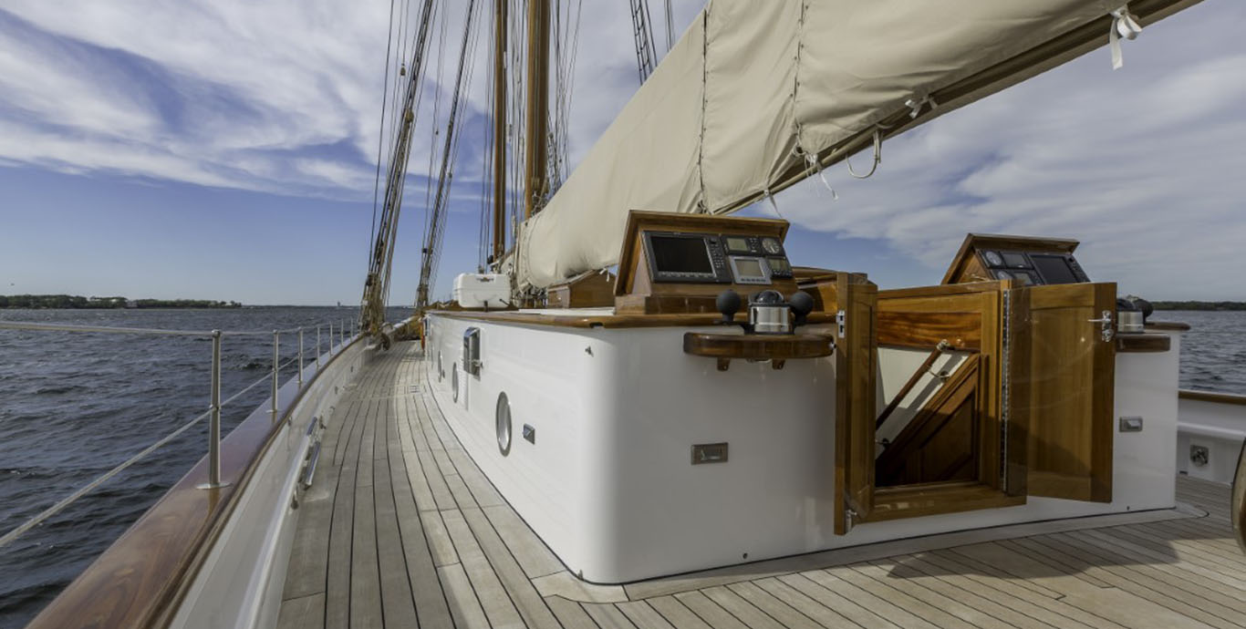 Aboard COLUMBIA a 141ft (43.03m) luxury sailing yacht for Sale & Charter available with Fraser Yachts, built by EASTERN SHIPBUILDING GROUP in 2014