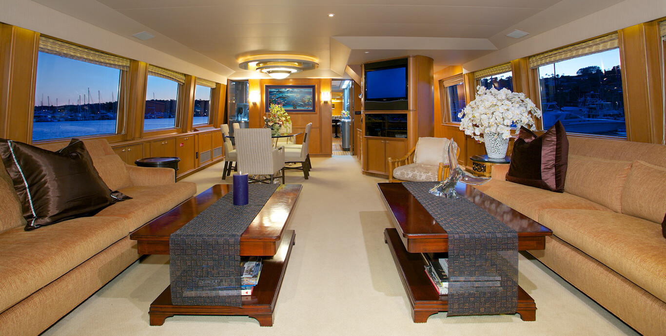 Aboard SEYCHELLE a 111ft (33.83m) luxury motor yacht , built by NORTHCOAST YACHTS in 1992