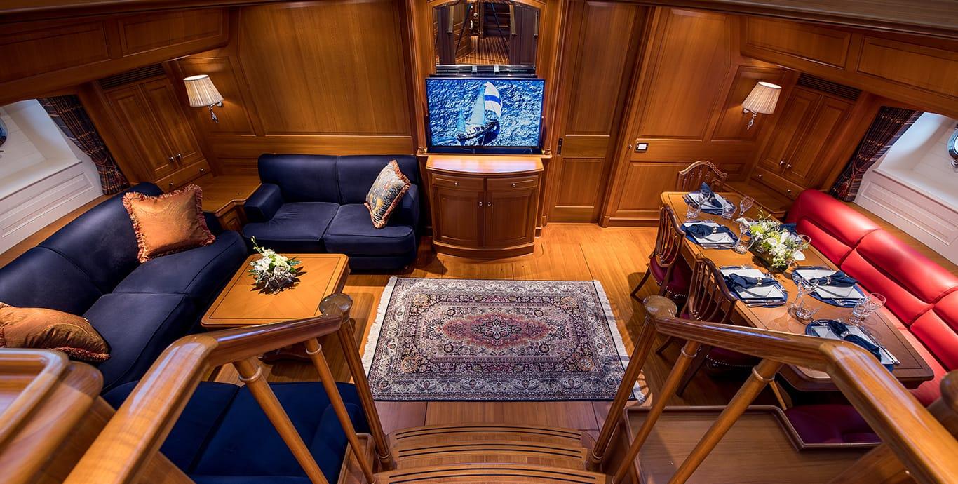 Aboard LEGEND a 112ft (34.14m) luxury sailing yacht , built by ALLOY YACHTS in 1998