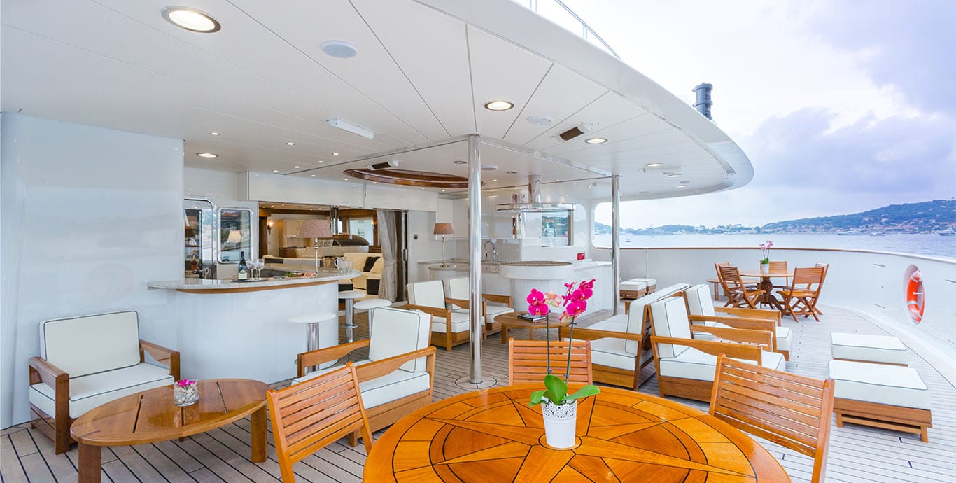 Aboard LEGEND a 253ft (77.4m) luxury motor yacht , built by IHC/ICON in 1974