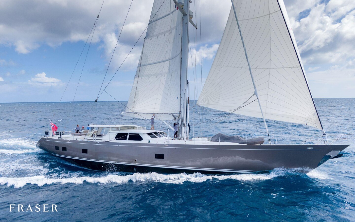 Aboard VAGABOND a 105ft (32m) luxury sailing yacht , built by WINDSHIP in 1991
