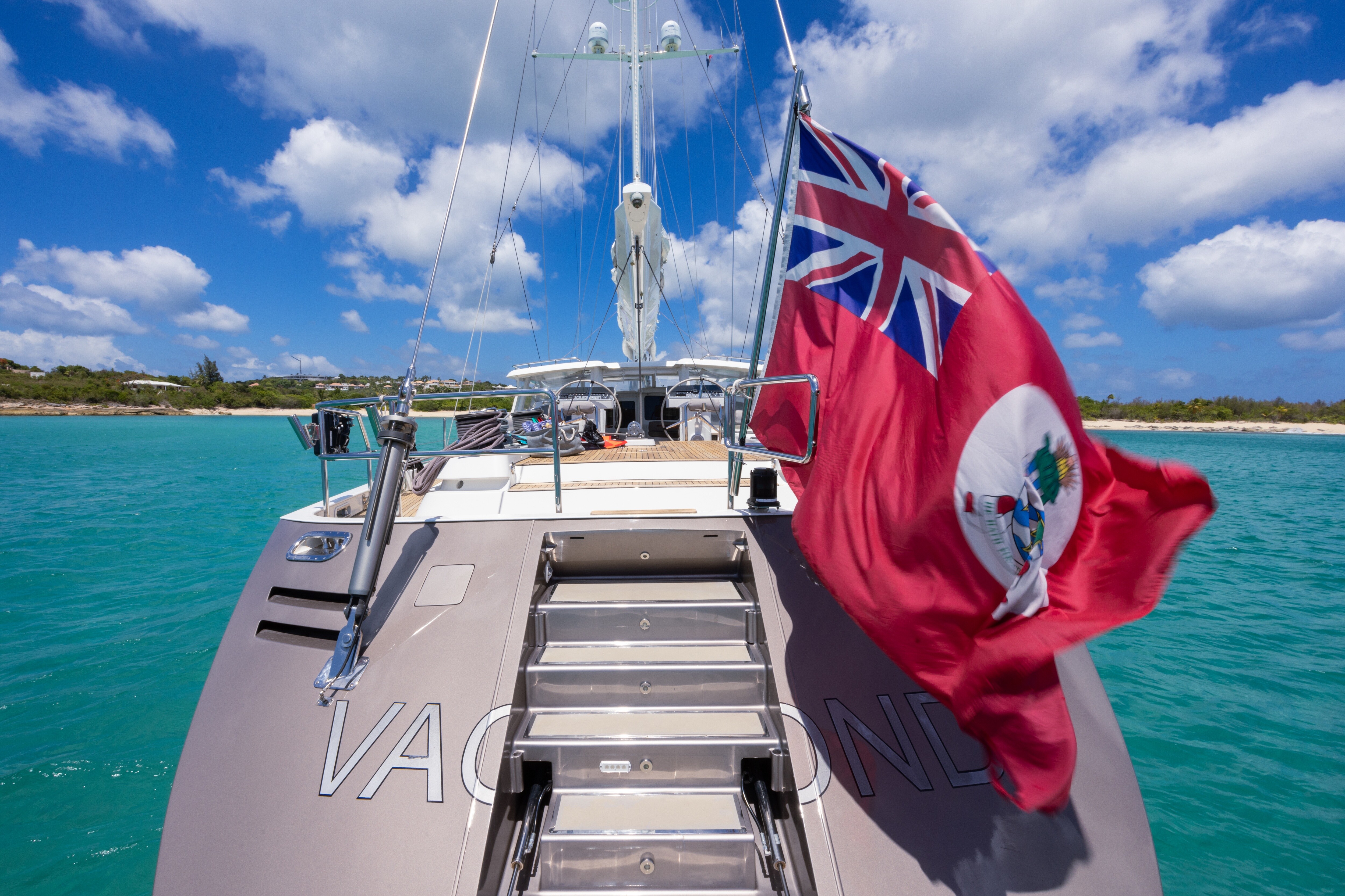 Aboard VAGABOND a 105ft (32m) luxury sailing yacht , built by WINDSHIP in 1991