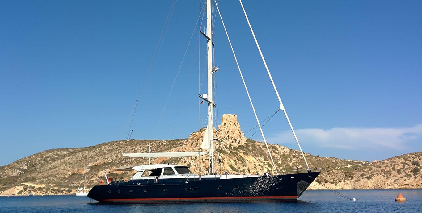 Aboard NEW RUNAWAY a 111ft (34.01m) luxury sailing yacht , built by VALDETTARO in 1991