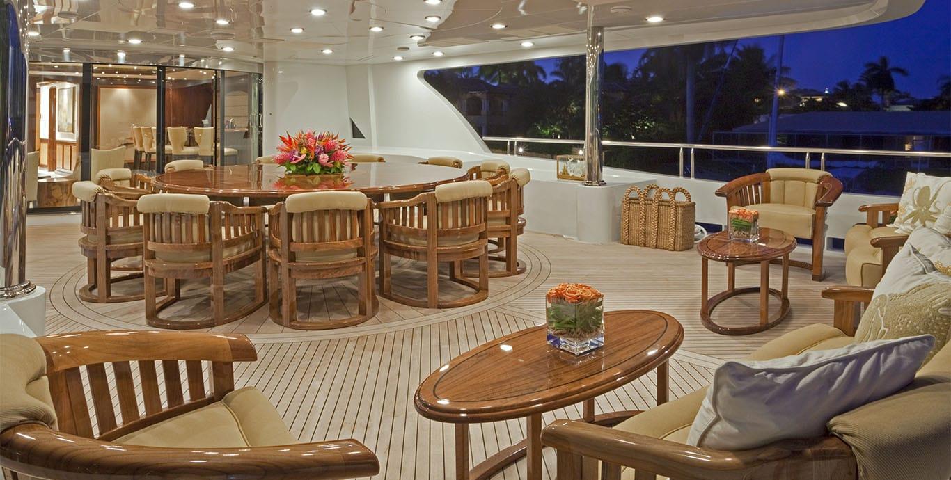 Aboard WHEELS  a 164ft (49.99m) luxury motor yacht , built by TRINITY YACHTS in 2009