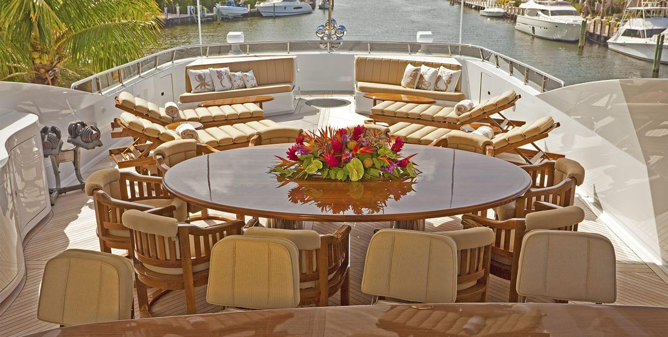 Aboard WHEELS  a 164ft (49.99m) luxury motor yacht , built by TRINITY YACHTS in 2009