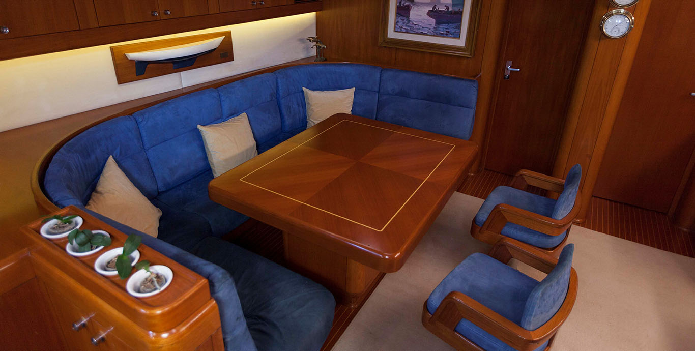 Aboard DREAMLAND a 86ft (26.21m) luxury sailing yacht , built by NAUTOR’S SWAN in 1990