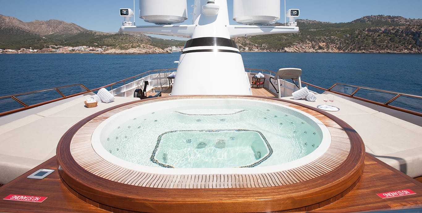 Aboard MIRAGE a 173ft (53.01m) luxury motor yacht , built by FEADSHIP in 1979