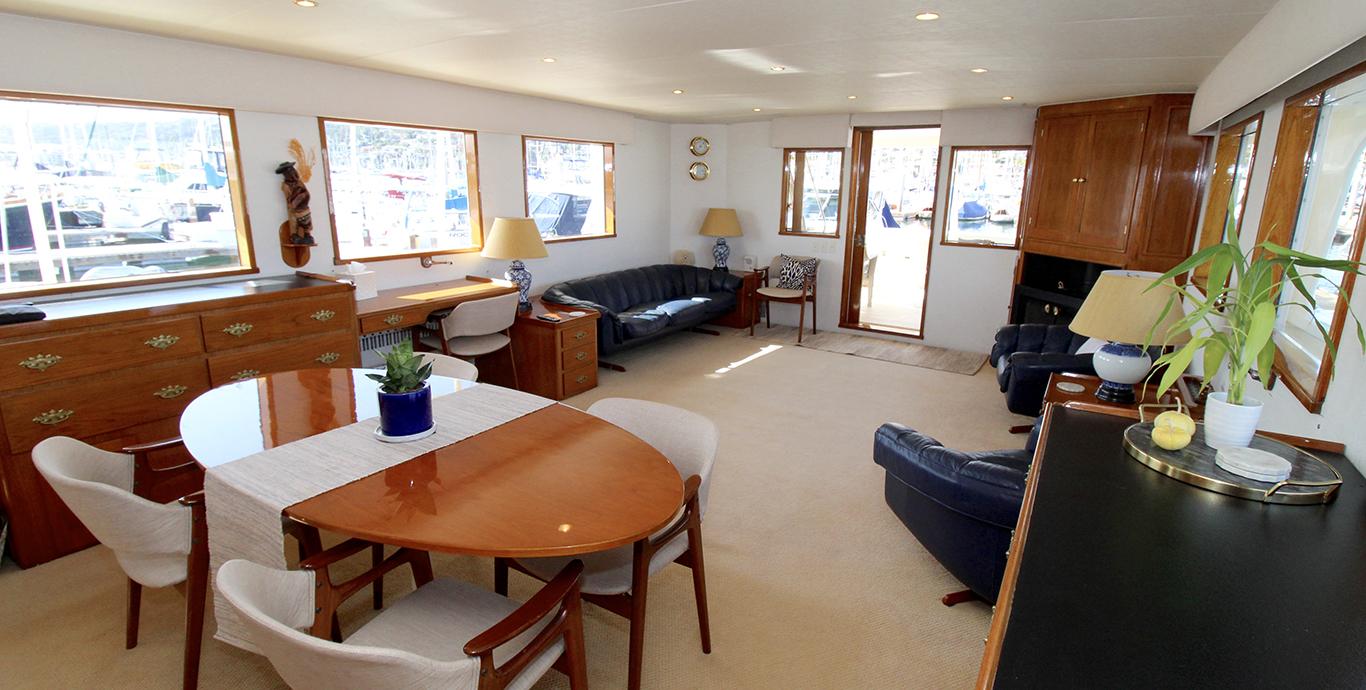 Aboard OUTWARD BOUND a 74ft (22.56m) luxury motor yacht , built by HATTERAS in 1970