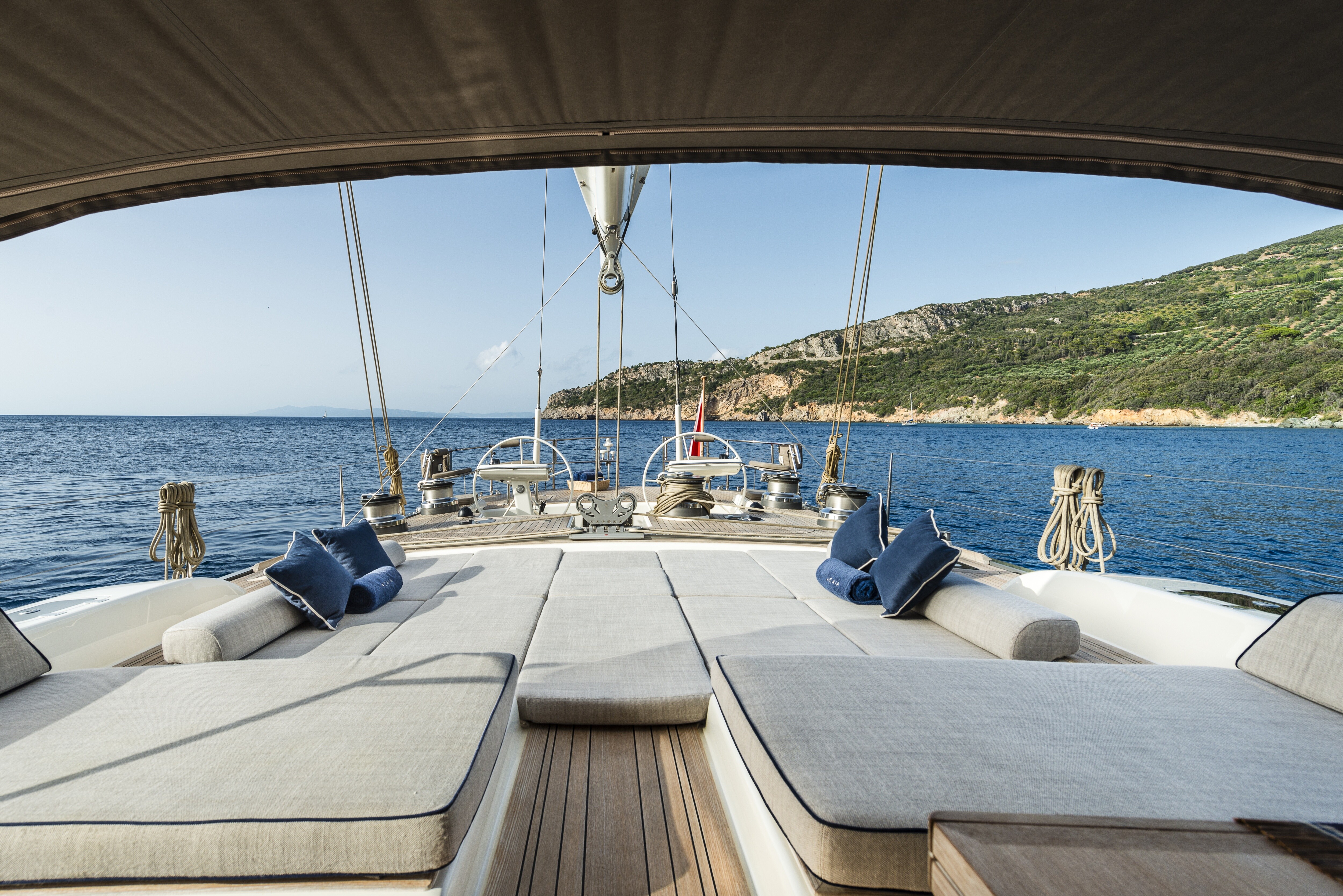 Aboard ACAIA a 99ft (30.2m) luxury sailing yacht for Charter available with Fraser Yachts, built by SOUTHERN WIND in 2008