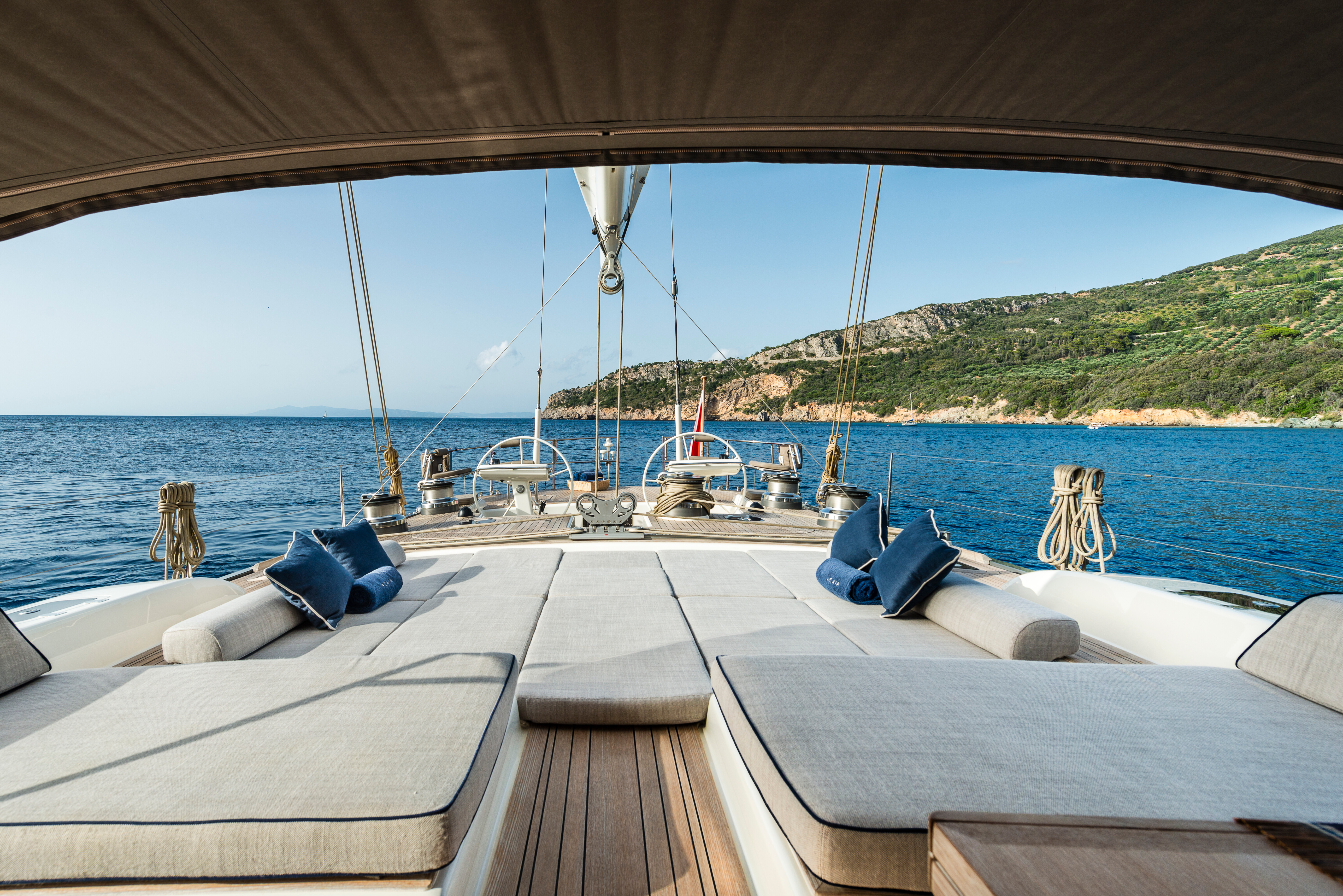 Aboard ACAIA a 99ft (30.2m) luxury sailing yacht for Charter available with Fraser Yachts, built by SOUTHERN WIND in 2008