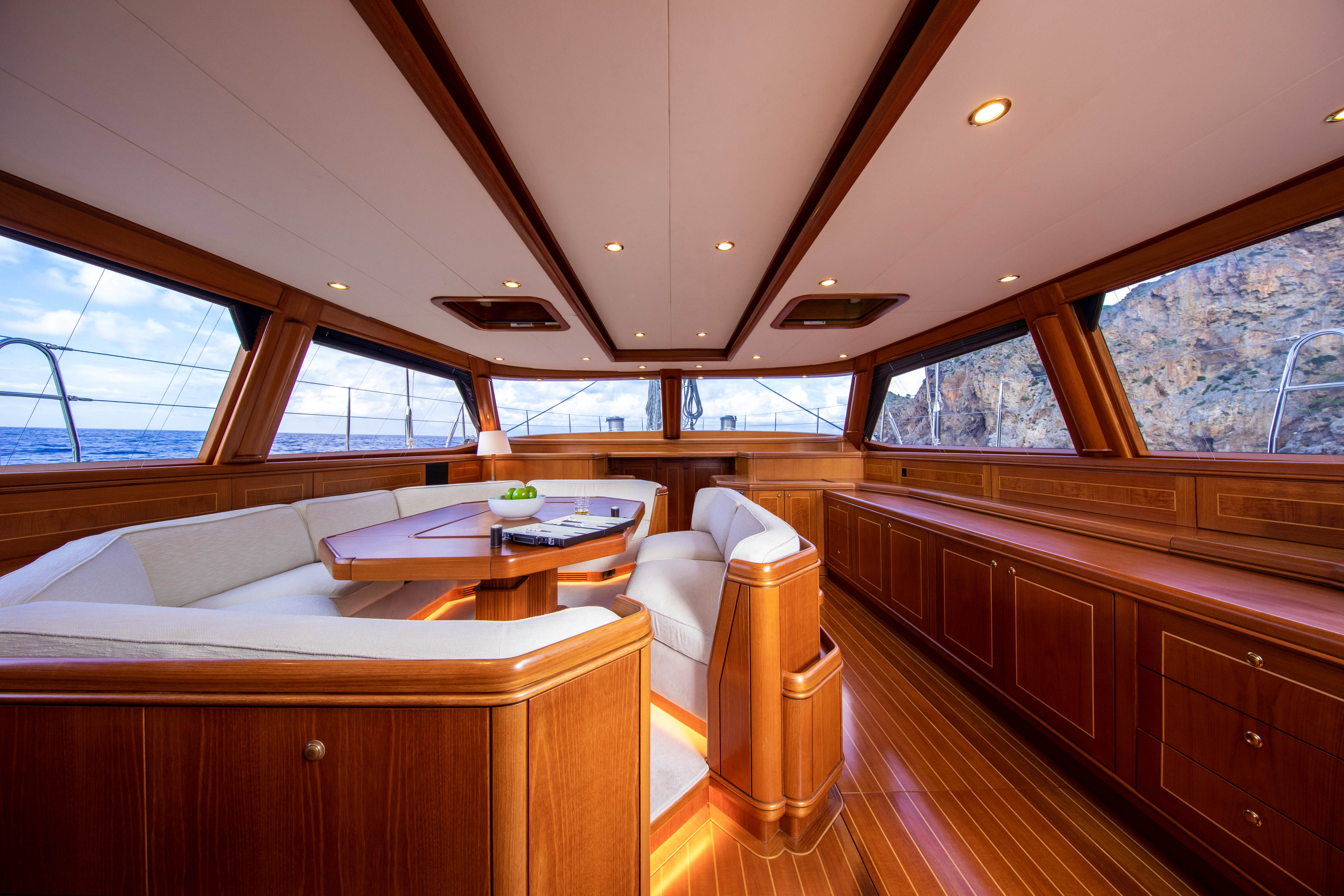 Aboard MYSTERY a ft (34.34m) luxury sailing yacht , built by NAUTOR'S SWAN in 2000