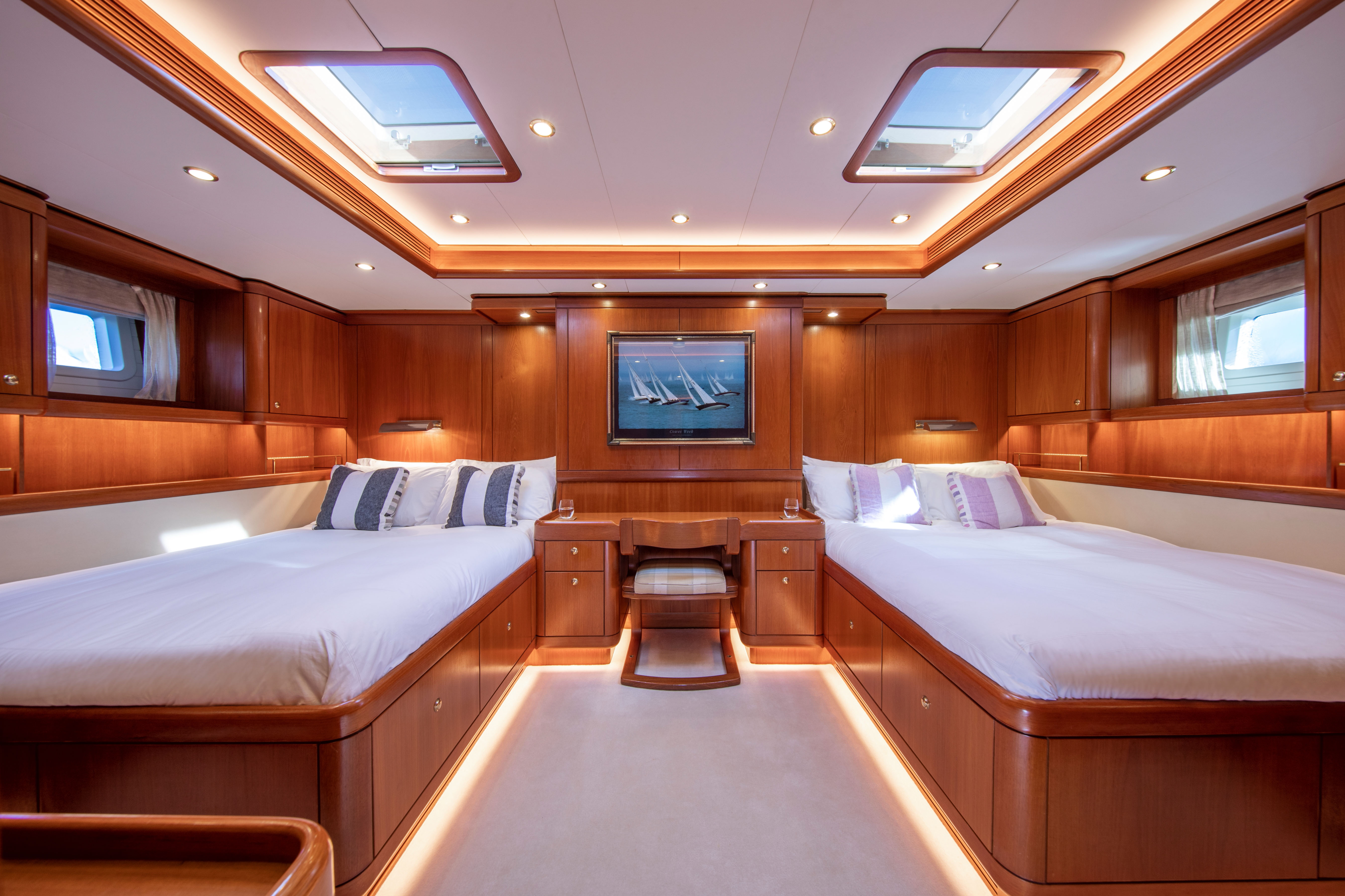 Aboard MYSTERY a ft (34.34m) luxury sailing yacht , built by NAUTOR'S SWAN in 2000
