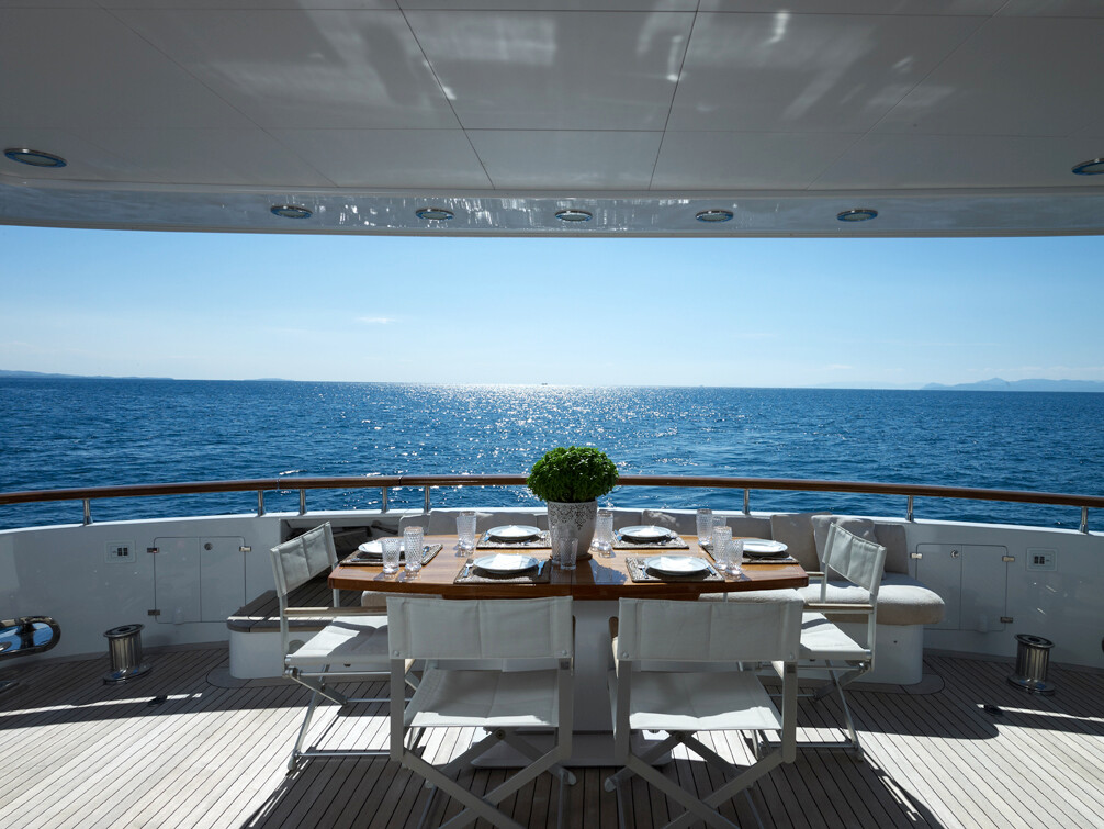 Aboard FELIGO V a 110ft (33.81m) luxury motor yacht for Charter available with Fraser Yachts, built by CANTIERI DI PISA in 2008