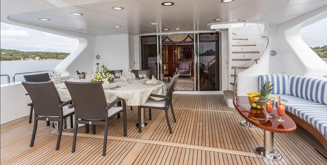 Aboard HOSHI a 115ft (35.05m) luxury motor yacht , built by BENETTI in 2000