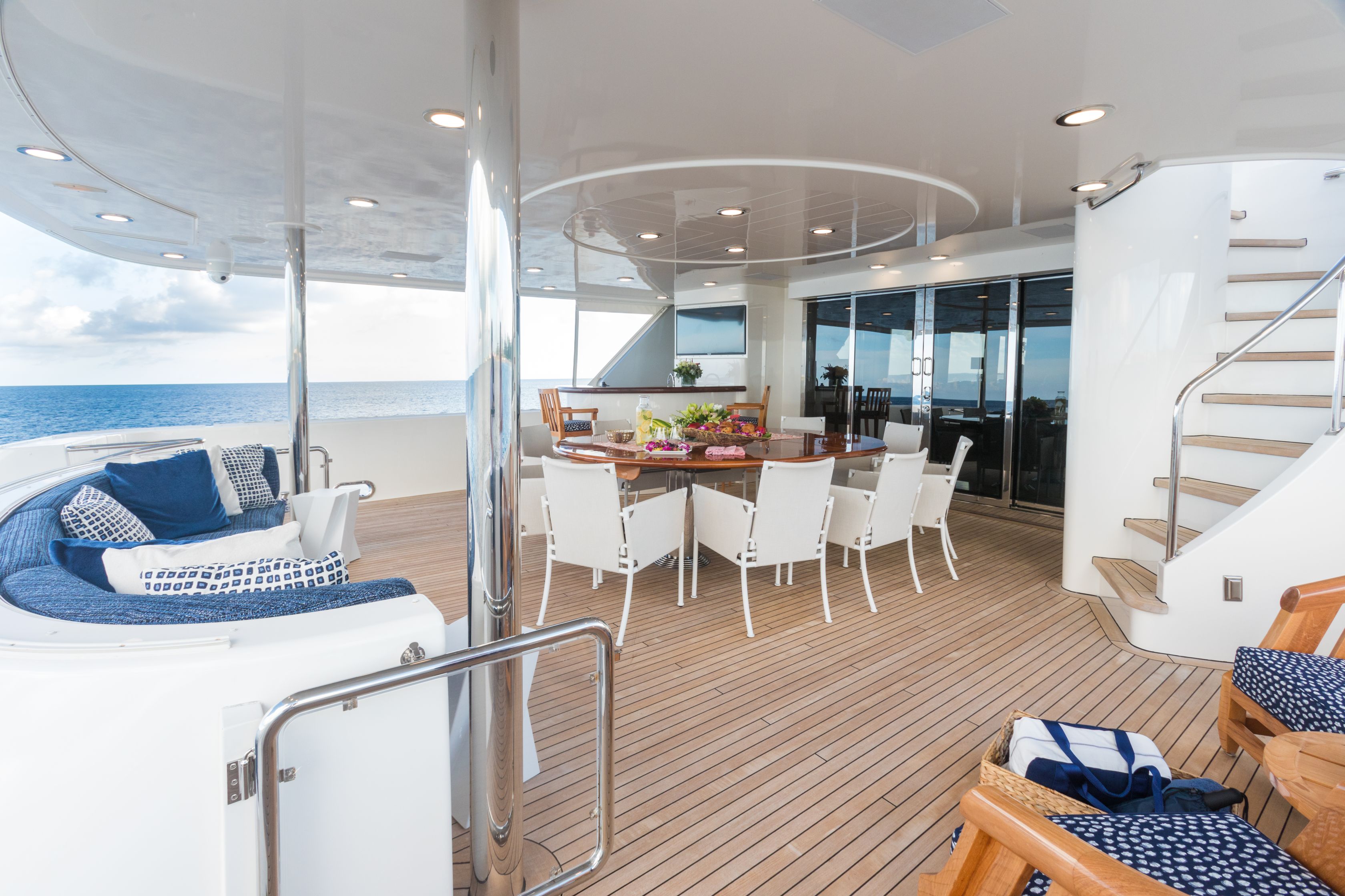 Aboard ALL INN a 130ft (39.62m) luxury motor yacht , built by WESTPORT in 2008