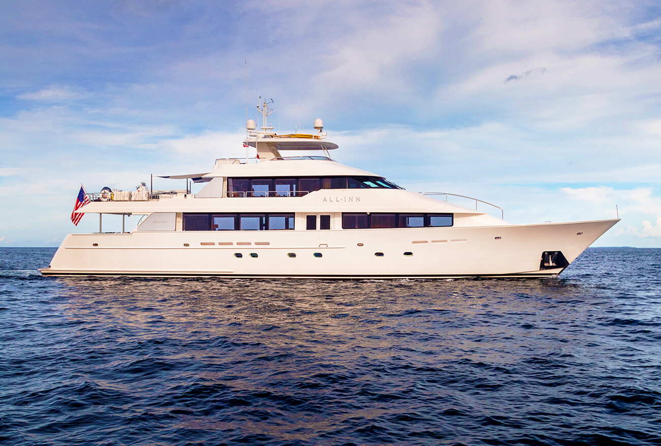 Aboard ALL INN a 130ft (39.62m) luxury motor yacht , built by WESTPORT in 2008