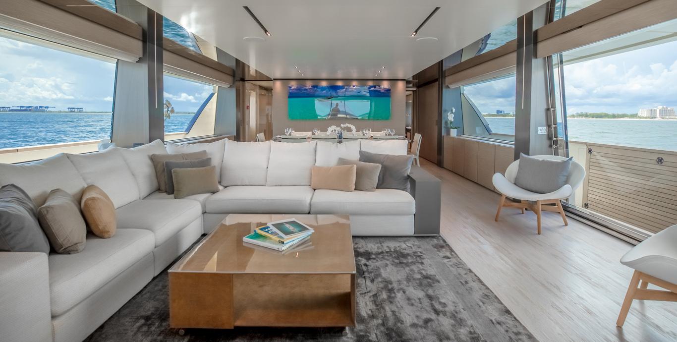 Aboard FIFI a 108ft (33m) luxury motor yacht , built by FERRETTI CUSTOM LINE in 2018
