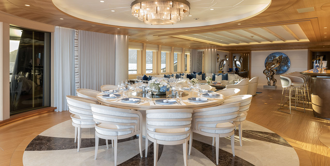 Aboard HERE COMES THE SUN a 292ft (89m) luxury motor yacht , built by AMELS in 2017