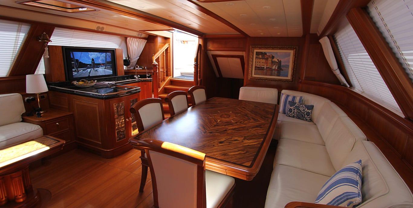 Aboard SONG OF THE SEA a 112ft (34.14m) luxury sailing yacht , built by NAUTOR’S SWAN in 2002