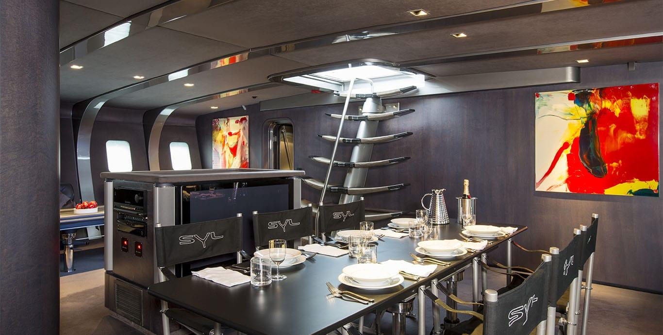 Aboard SYL a 143ft (43.6m) luxury sailing yacht , built by BARCOS DEPORTIVOS in 2003