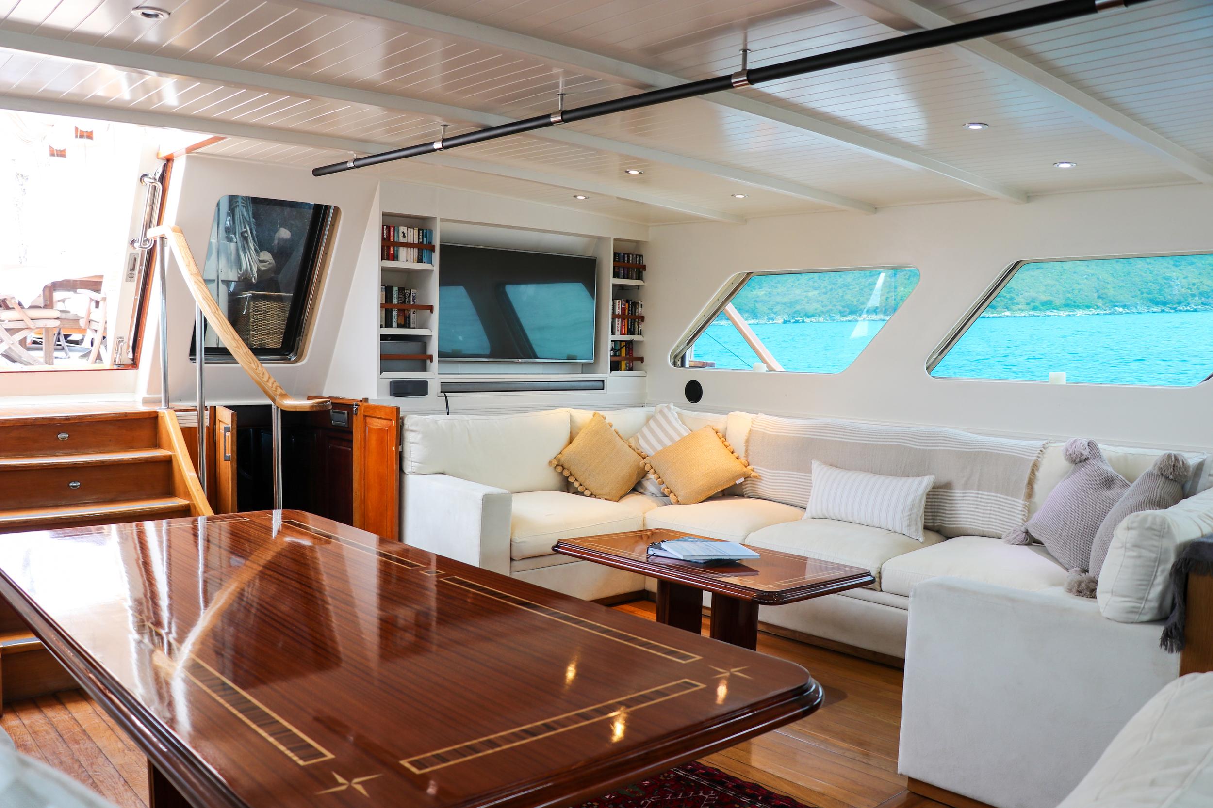 Aboard LADY LORRAINE a 89ft (27.26m) luxury sailing yacht for Sale available with Fraser Yachts, built by AGANTUR SHIPYARD in 2004