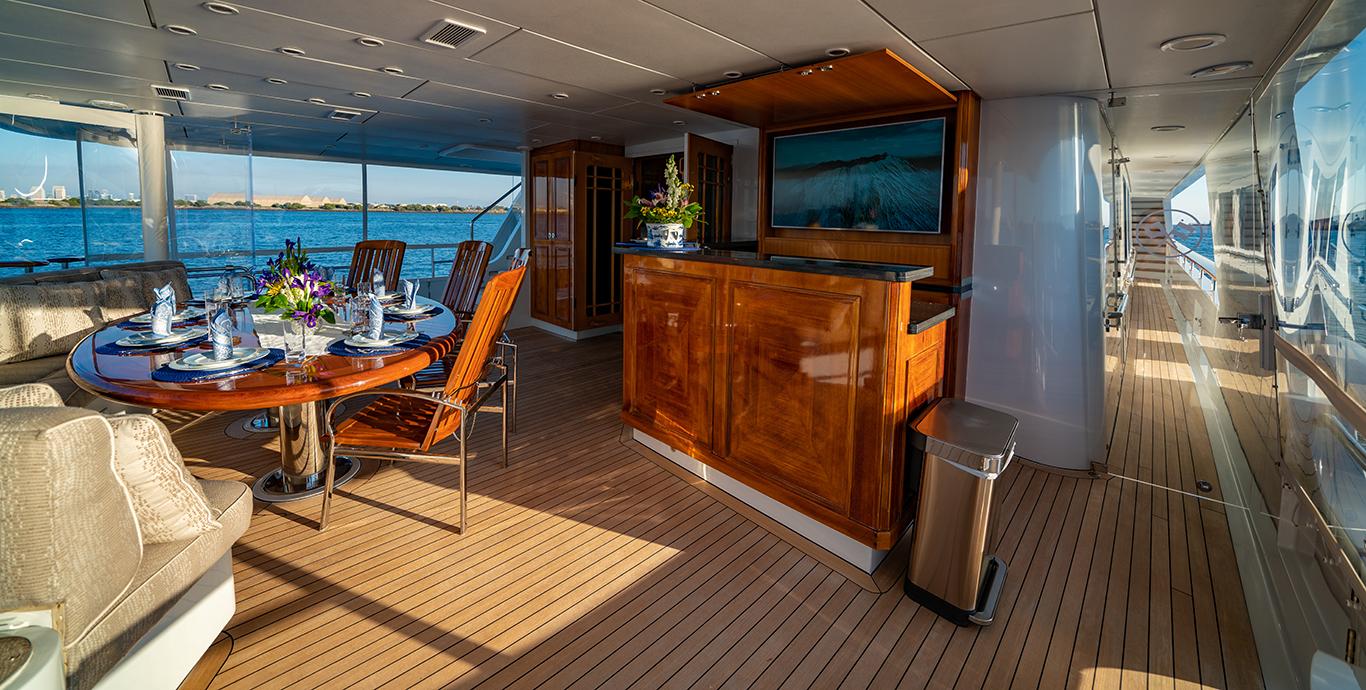 Aboard ALTA a 144ft (43.89m) luxury motor yacht , built by PALMER JOHNSON in 2004