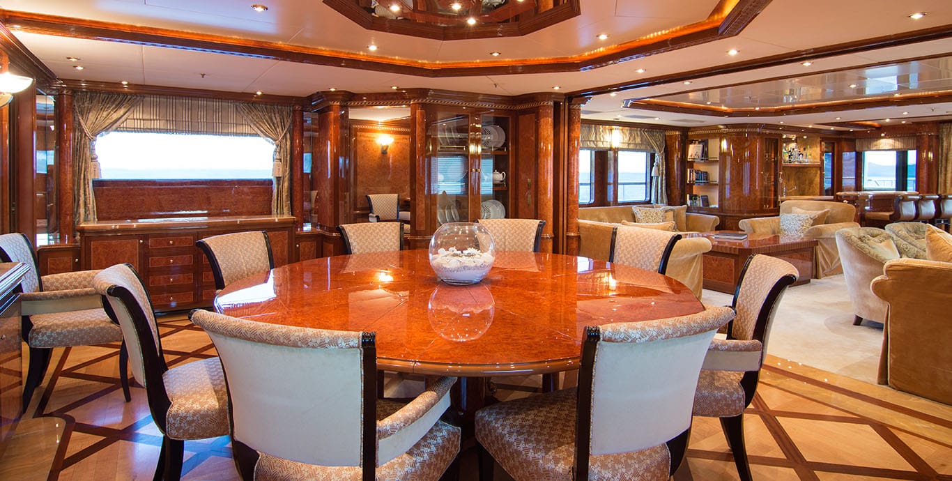 Aboard ZEFZAF a 183ft (56.01m) luxury motor yacht , built by BENETTI in 2007
