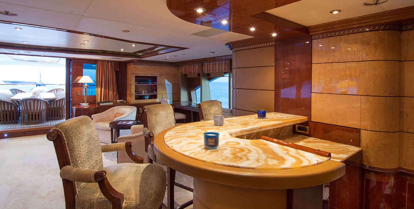 Aboard ZEFZAF a 183ft (56.01m) luxury motor yacht , built by BENETTI in 2007