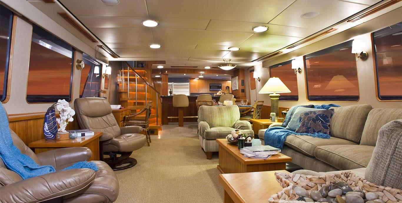 Aboard CHINOOK a 70ft (21.34m) luxury motor yacht , built by DELTA MARINE in 1988