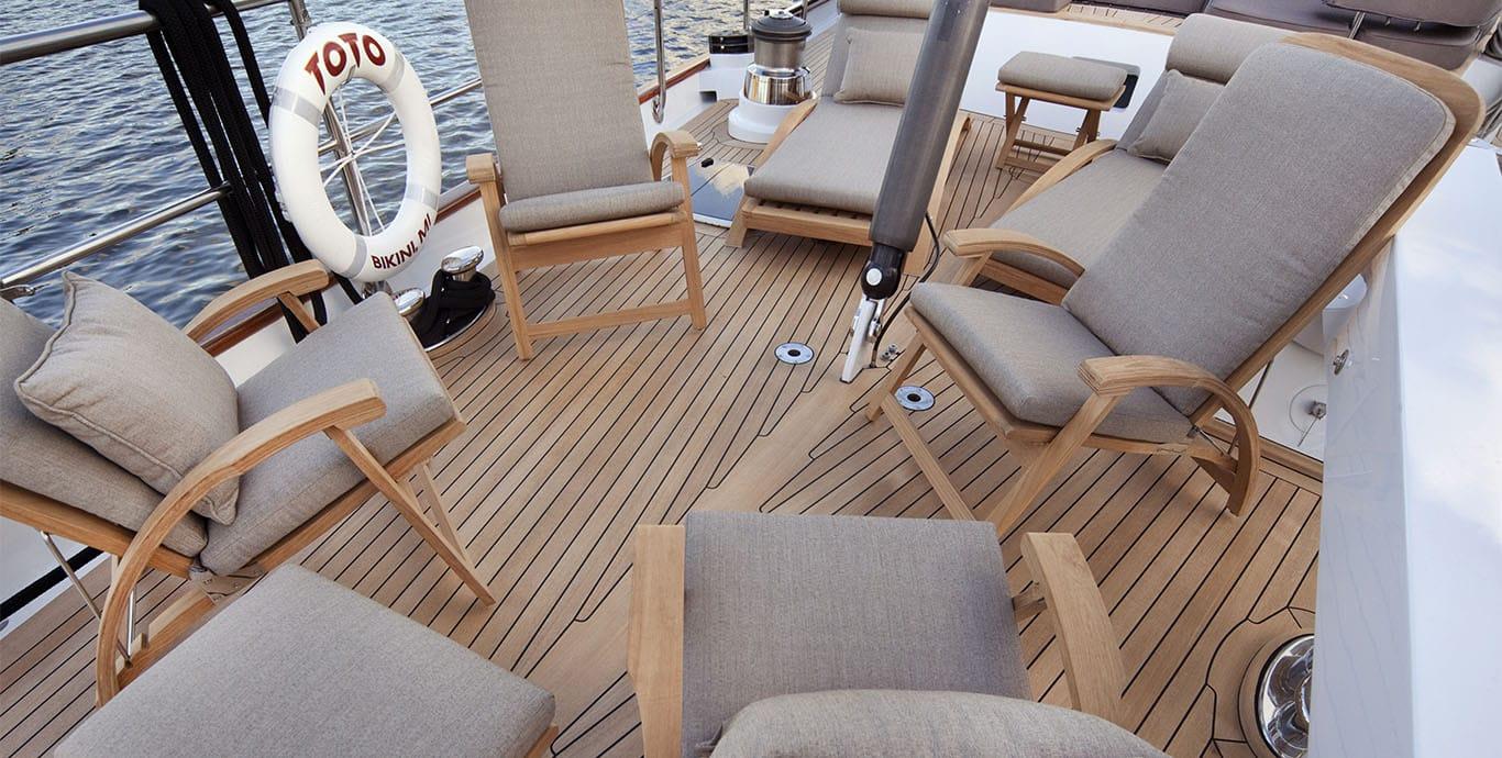 Aboard TOTO a 110ft (33.53m) luxury sailing yacht , built by PALMER JOHNSON in 1983